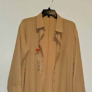 Olivia Mark Women's Mustard Yellow Maxi Long Sleeve Shirtdress Size Med